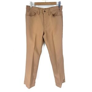 Vintage 70s Levi's USA Boot Pants Mens W34xL30‎ Brown Tan Dacron Polyester 10517